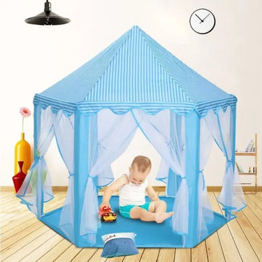 Prince Castle Play Tent House With Fairy Lights - Blue
